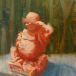 Buddha see no evil plein air oil painting oil on board vancouver