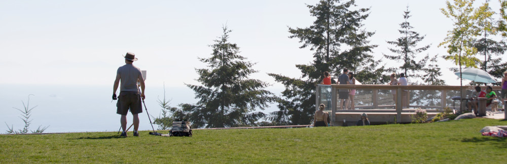 michael king plein air painting on cypress mountain overlooking burrard inlet